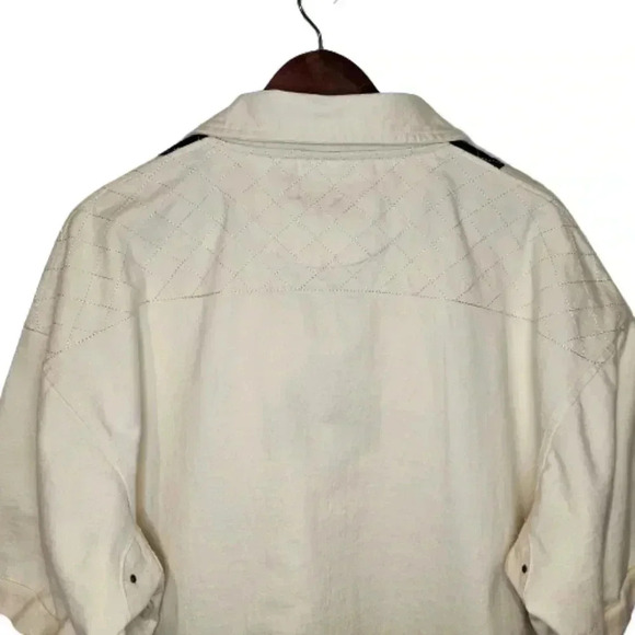 Vintage District 81 Men's Cream and Navy Blue Short Sleeve Polo Shirt Size 2XL - Picture 5 of 12